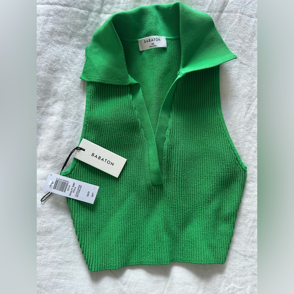 Babaton Green Ribbed Tank Top